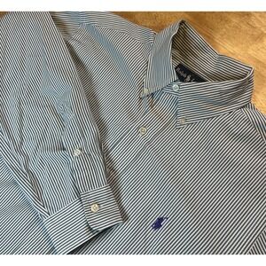 Ralph Lauren Long Sleeve Shirt Classic Fit Polo Men's 16 32/34‎ Green Stripes
